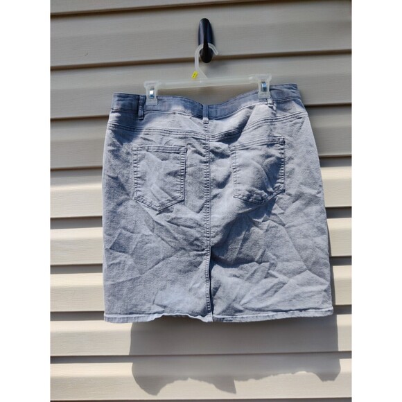 Jacqueline Smith Gray Denim Jean Skirt Light Wash Womens Sz 16 Knee Length Slit - Picture 6 of 12